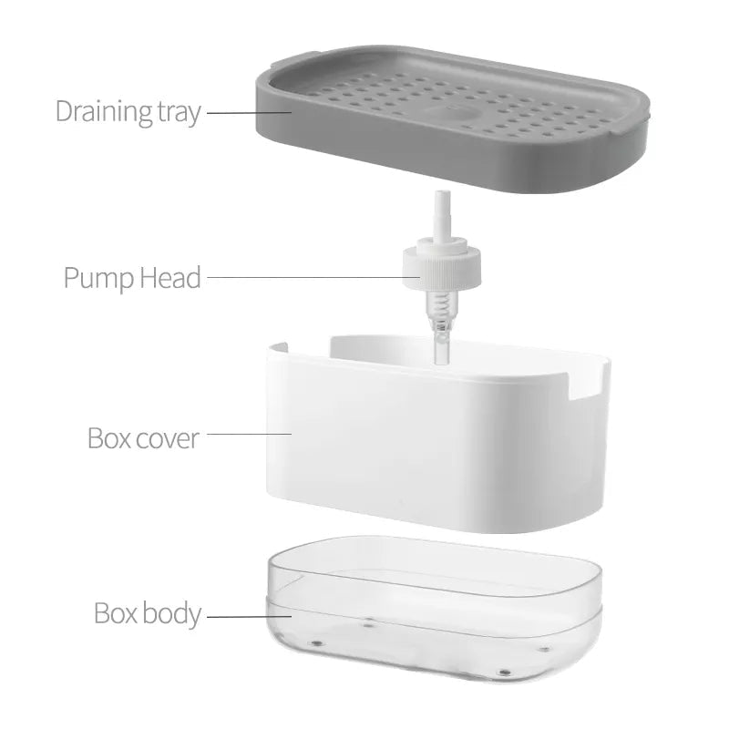 2 - in - 1 Dish Soap & Sponge Dispenser – Leak - Free Kitchen Soap Pump & Sponge Tray - Saadiq.pk