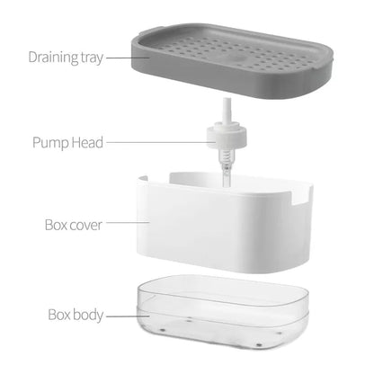 2 - in - 1 Dish Soap & Sponge Dispenser – Leak - Free Kitchen Soap Pump & Sponge Tray - Saadiq.pk