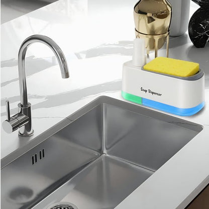 2 - in - 1 Dishwashing Soap Pump Dispenser with Sponge Tray Organizer - Saadiq.pk