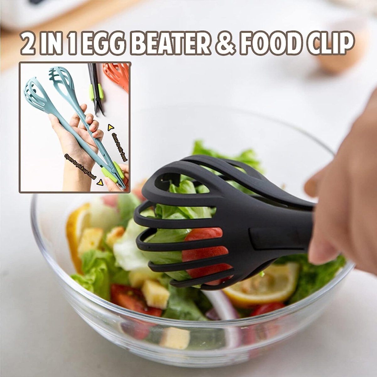 2 - in - 1 Egg Beater & Food Clip – Multipurpose Kitchen Tool - Saadiq.pk