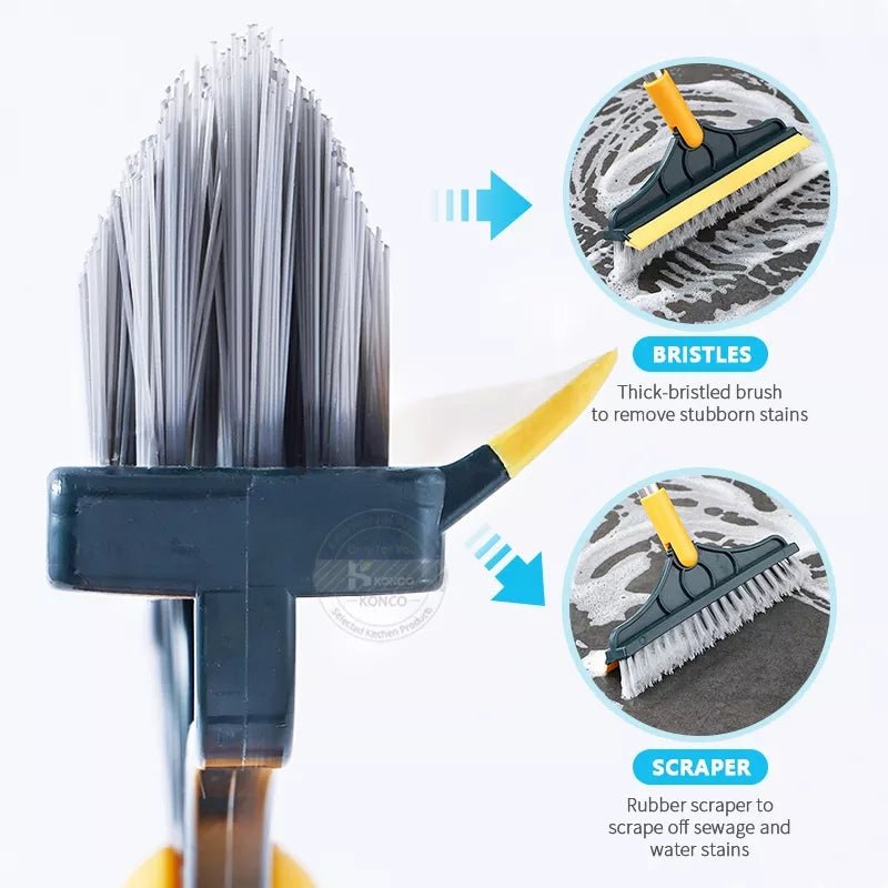 2 In 1 Floor Scrub Brush Rotating With Long Handle - Saadiq.pk