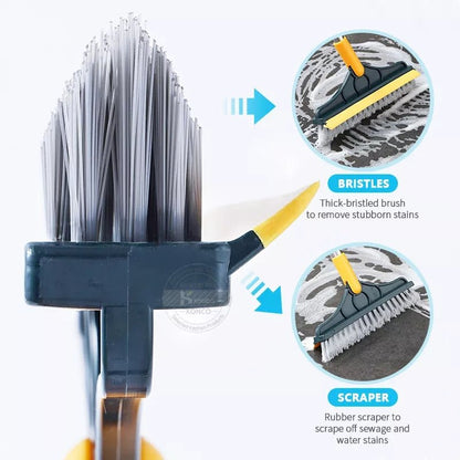 2 In 1 Floor Scrub Brush Rotating With Long Handle - Saadiq.pk