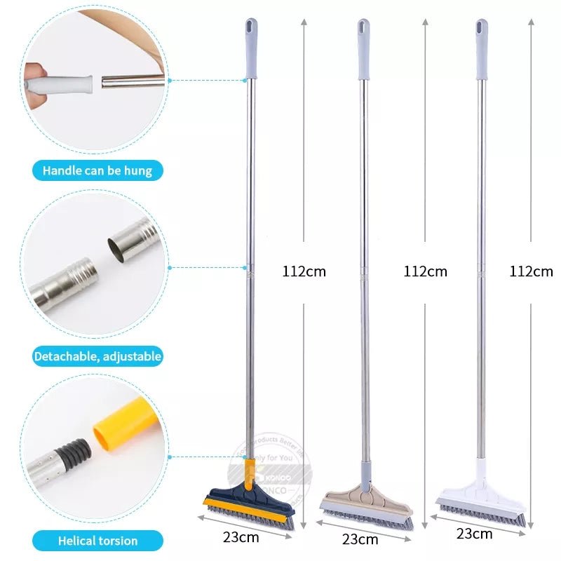 2 In 1 Floor Scrub Brush Rotating With Long Handle - Saadiq.pk