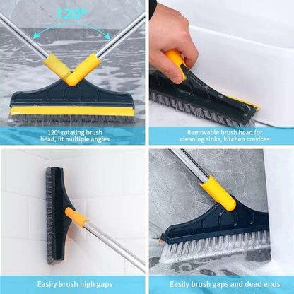 2 In 1 Floor Scrub Brush Rotating With Long Handle - Saadiq.pk