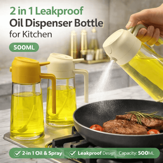 2 in 1 Leakproof Oil Dispenser Bottle for kitchen (500ML) - Saadiq.pk