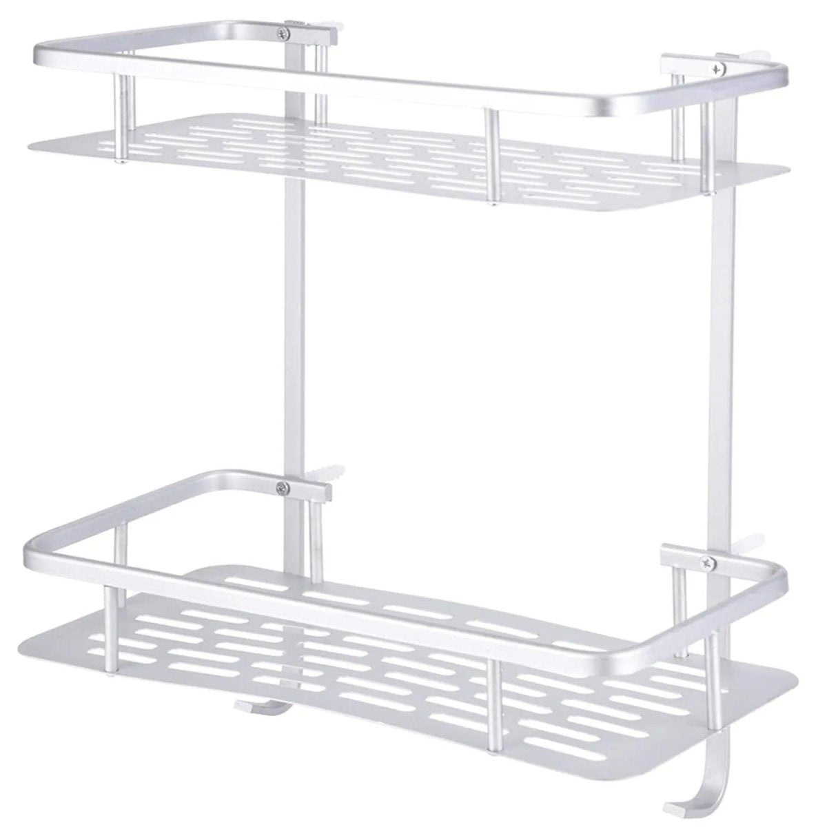 2 - Layer Aluminum Bathroom Corner Shower Shelf – Space - Saving Wall Rack Organizer - Saadiq.pk