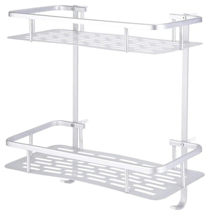 2 - Layer Aluminum Bathroom Corner Shower Shelf – Space - Saving Wall Rack Organizer - Saadiq.pk