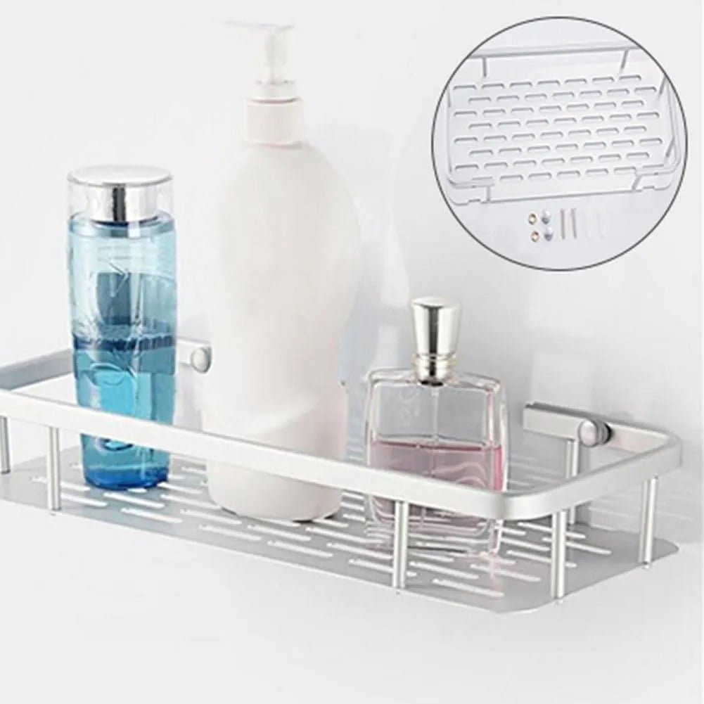 2 - Layer Aluminum Bathroom Corner Shower Shelf – Space - Saving Wall Rack Organizer - Saadiq.pk