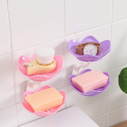 2 Layers Plastic Lotus Drain Soap Holder – Durable & Hygienic Soap Dish - Saadiq.pk