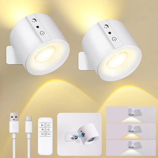 2 Pack Rechargeable LED Wall Lights – 3 Color Dimmable Picture & Artwork Lamp - Saadiq.pk