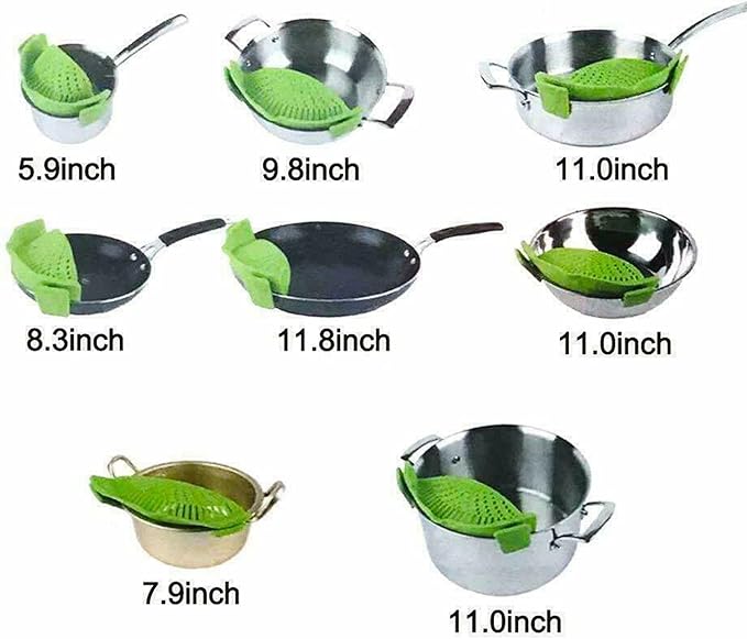 2 PCS Silicone Clip‑On Strainer – Universal Fit for Pots, Pans & Bowls - Saadiq.pk