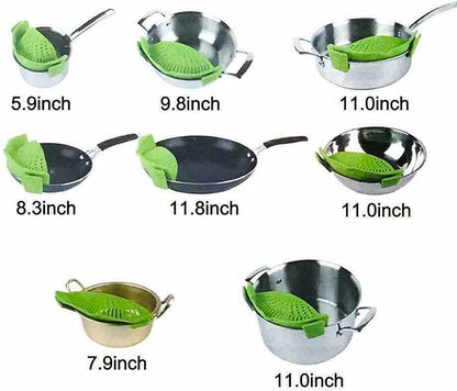 2 PCS Silicone Clip‑On Strainer – Universal Fit for Pots, Pans & Bowls - Saadiq.pk