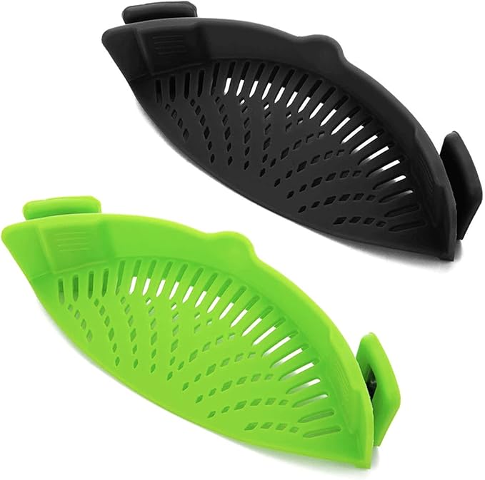 2 PCS Silicone Clip‑On Strainer – Universal Fit for Pots, Pans & Bowls - Saadiq.pk