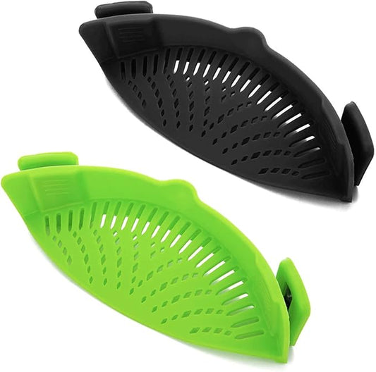 2 PCS Silicone Clip‑On Strainer – Universal Fit for Pots, Pans & Bowls - Saadiq.pk