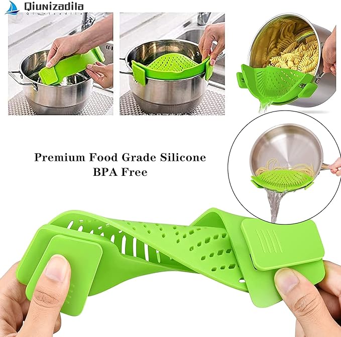 2 PCS Silicone Clip‑On Strainer – Universal Fit for Pots, Pans & Bowls - Saadiq.pk