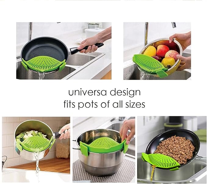 2 PCS Silicone Clip‑On Strainer – Universal Fit for Pots, Pans & Bowls - Saadiq.pk