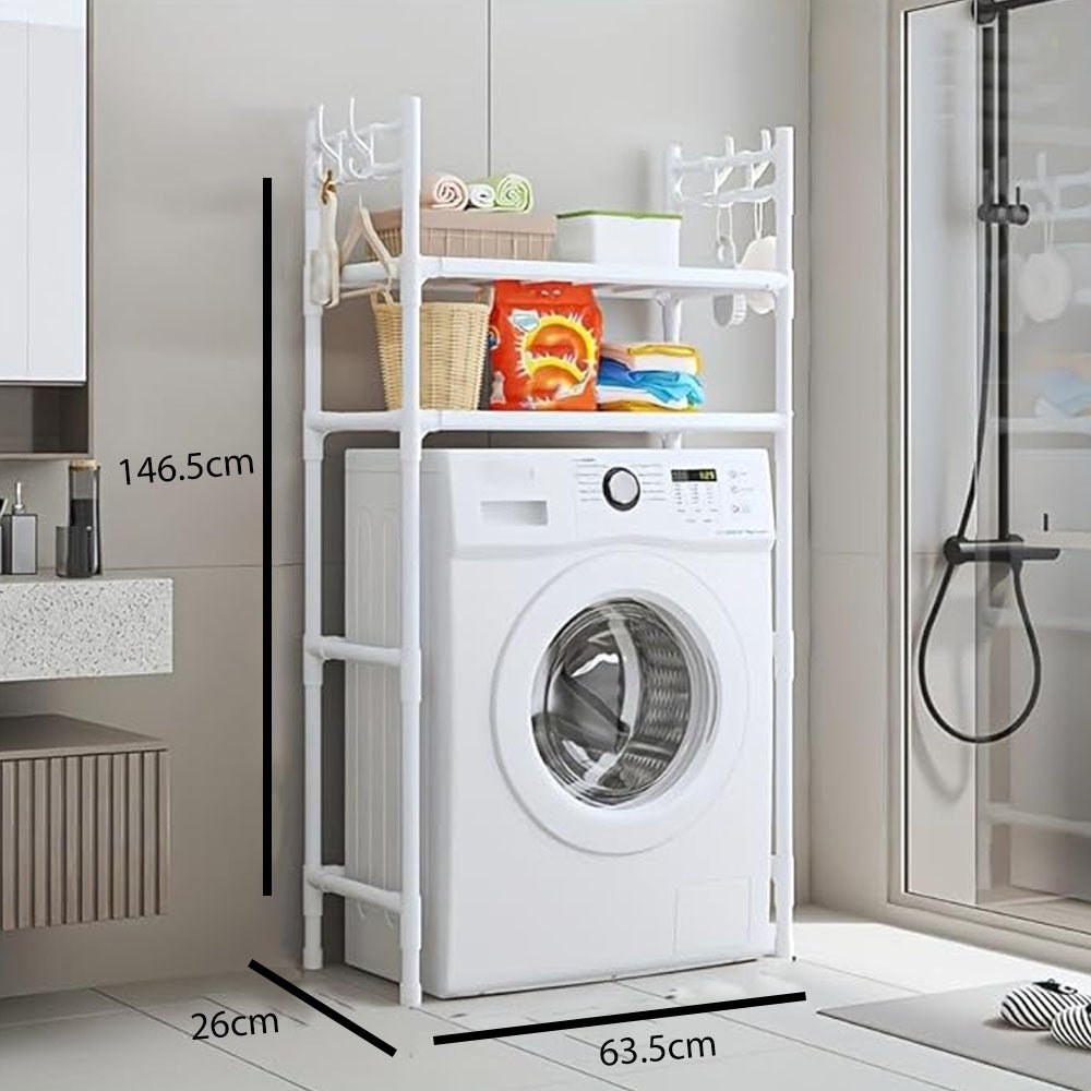 2 - Tier Plastic & Carbon Steel Toilet Storage Rack – Bathroom Organizer - Saadiq.pk