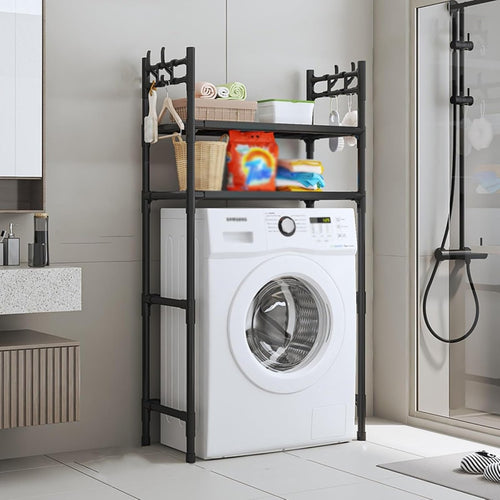 2 - Tier Plastic & Carbon Steel Toilet Storage Rack – Bathroom Organizer - Saadiq.pk