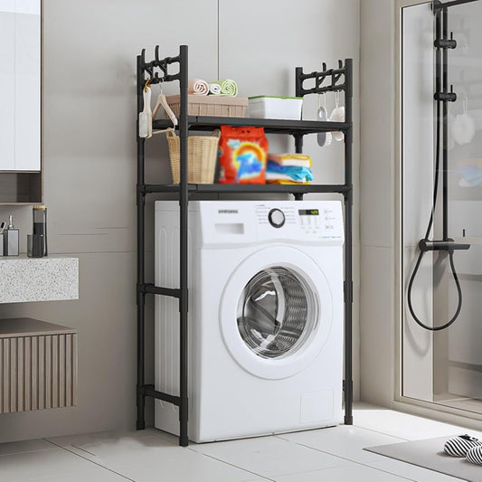 2 - Tier Plastic & Carbon Steel Toilet Storage Rack – Bathroom Organizer - Saadiq.pk