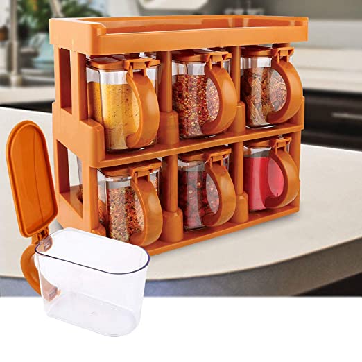 2 - Tier Spice Rack with 6 Jars – Master Chef Kitchen Organizer - Saadiq.pk
