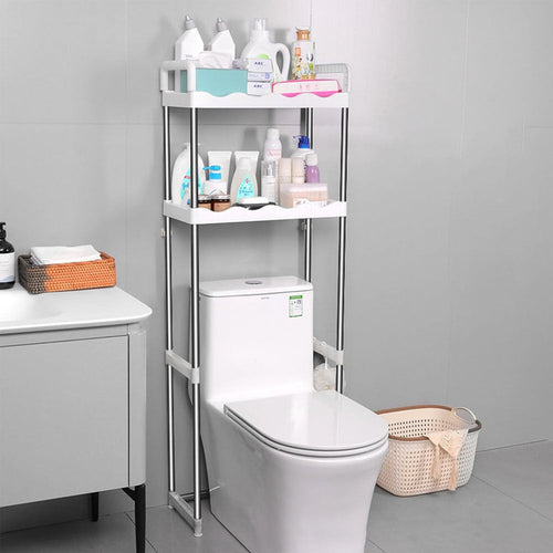 2 Tier Toilet Storage Rack Caamoad Shelf Stainless Steel - Saadiq.pk