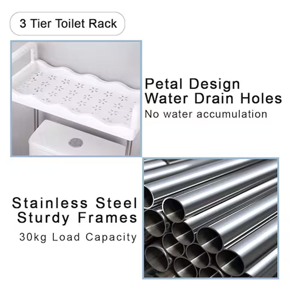 2 Tier Toilet Storage Rack Caamoad Shelf Stainless Steel - Saadiq.pk