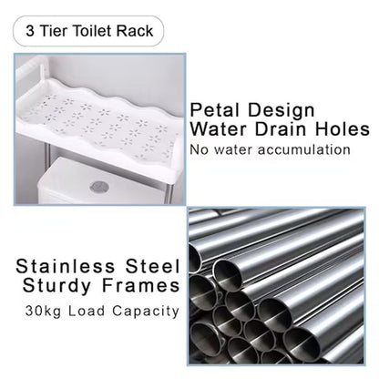 2 Tier Toilet Storage Rack Caamoad Shelf Stainless Steel - Saadiq.pk
