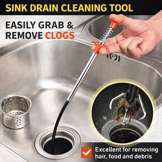 Pipe Drain Cleaner Tool – Flexible Sink & Bathroom Drain Hair Remover Grabber - 85cm