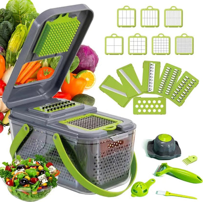 22 in 1 Multifunctional Vegetable Chopper – Multi Blade Kitchen Slicer & Dicer Set - Saadiq.pk