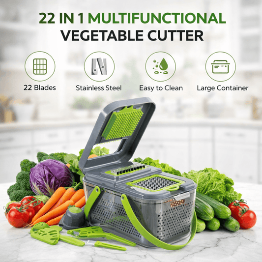 22 in 1 Multifunctional Vegetable Chopper – Multi Blade Kitchen Slicer & Dicer Set - Saadiq.pk