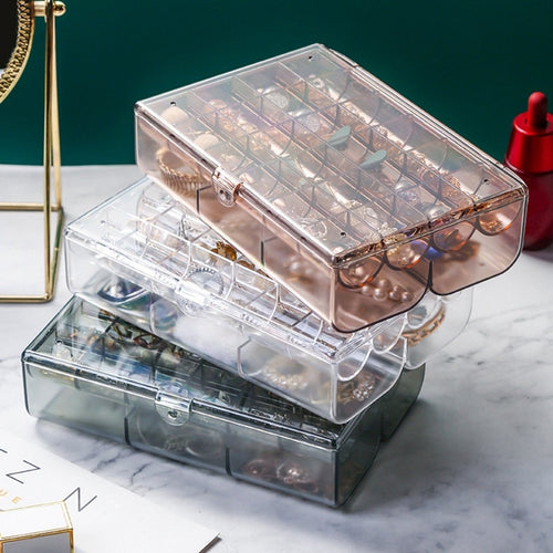24 - Grid Transparent Acrylic Jewelry Box Organizer – Storage - Saadiq.pk
