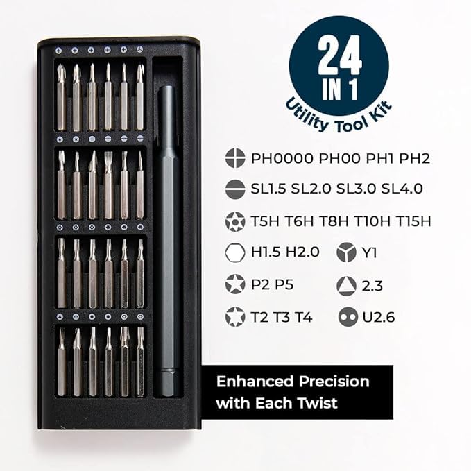 24‑in‑1 Compact Screwdriver Kit | High‑Precision Bits for Gadgets & Devices - Saadiq.pk