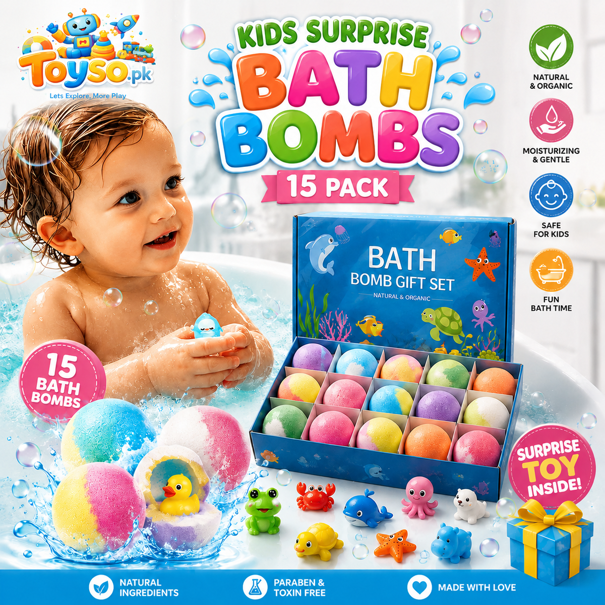 Kids Surprise Bath Bombs - 15 Pack