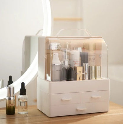 Single Door Cosmetic Organizer – Modern Storage Box with Lid & Compartments
