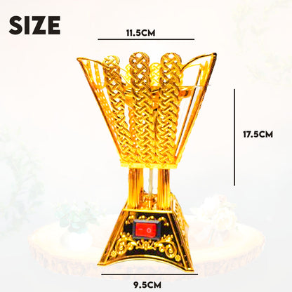 Floral Golden Electric Incense Burner – Decorative Aromatherapy Diffuser