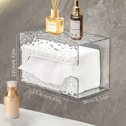 Multifunctional Glacier Pattern Tissue Box – Wall Mounted Acrylic Dispenser
