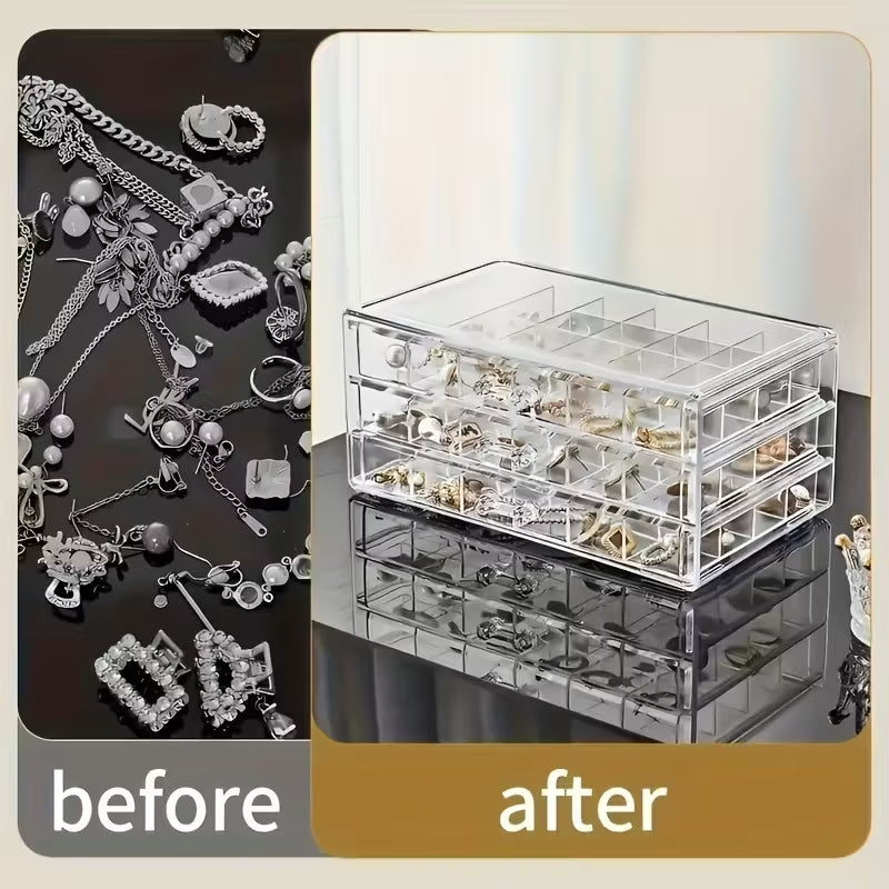 72 – Grids Drawer Transparent Jewelry Box