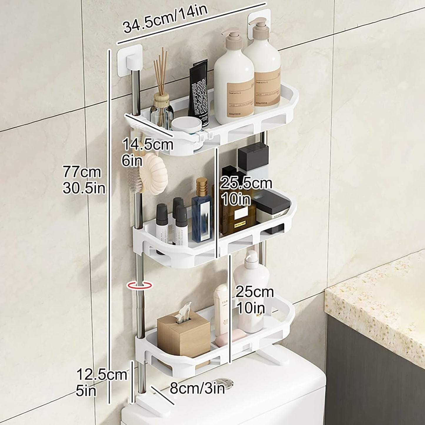 3 Tier Multifunctional Toilet Shelf