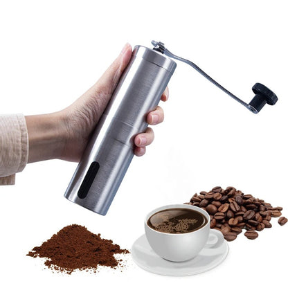 Portable Stainless Steel Coffee Grinder – Manual Hand Crank with Adjustable Settings