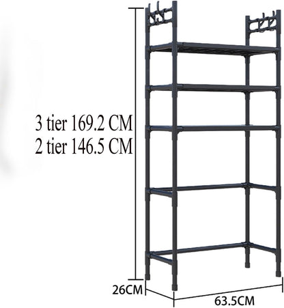 3-Tier Plastic & Carbon Steel Toilet Storage Rack – Bathroom Organizer