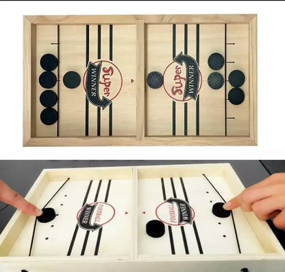 Pucket Game Wooden Sling Puck Board Game – Fast-Paced Family Game