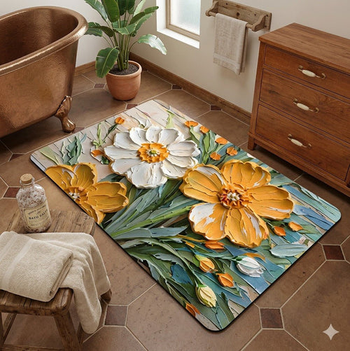 2PC Anti‑Slip Design Bathroom Mat – Fast‑Drying, Water‑Absorbent Floor Mat – Large Square - Saadiq.pk
