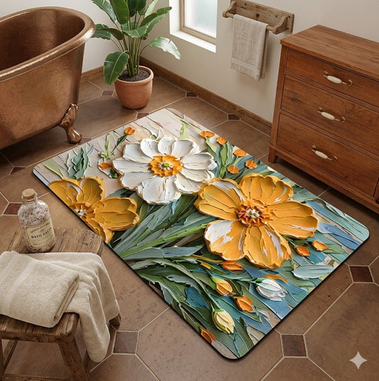 2PC Anti‑Slip Design Bathroom Mat – Fast‑Drying, Water‑Absorbent Floor Mat – Large Square - Saadiq.pk