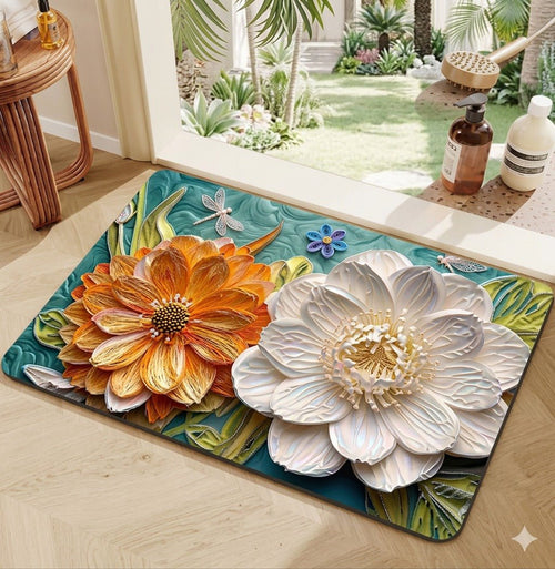 2PC Anti‑Slip Design Bathroom Mat – Fast‑Drying, Water‑Absorbent Floor Mat – Large Square - Saadiq.pk