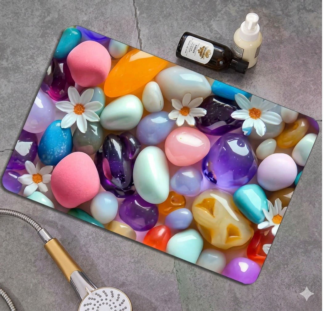 2PC Anti‑Slip Design Bathroom Mat – Fast‑Drying, Water‑Absorbent Floor Mat – Large Square - Saadiq.pk