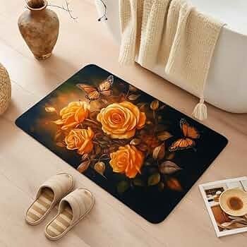 2PC Anti‑Slip Flower Design Bathroom Mat – Fast‑Drying, Water‑Absorbent Floor Mat – Large Square - Saadiq.pk