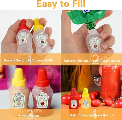 2Pcs Squeeze Sauce Bottles for Bento Lunch Box – Refillable Ketchup & Honey Dispenser - Saadiq.pk