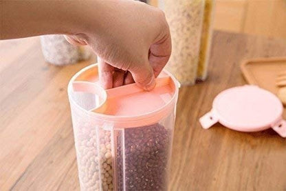 3 - in - 1 Airtight Storage Jar with 3 Portion Compartments – Multi - Purpose Kitchen Container - Saadiq.pk