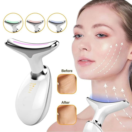 3 - in - 1 Facial & Neck Beauty Device – EMS Lifting, LED Therapy & Double Chin Treatment - Saadiq.pk