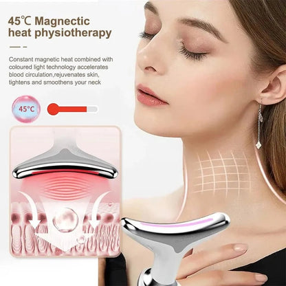 3 - in - 1 Facial & Neck Beauty Device – EMS Lifting, LED Therapy & Double Chin Treatment - Saadiq.pk